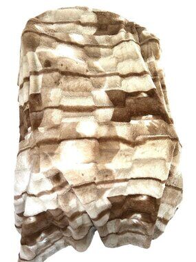 Dennis Basso Home Luxury Faux Fur Throw Blanket Beige Tan Brown